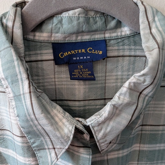 EUC Charter Club Woman 100% Silk Ladies Button Down Shirt Size 1X - Picture 3 of 6